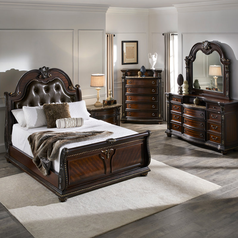 Kutana 5 Piece Bedroom Set Dark Cherry Queen